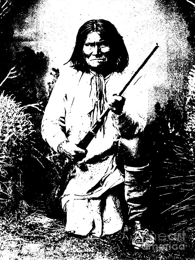 Native American Indians Apache Chief Geronimo Historical Vintage Mixed Media By Premium Artman