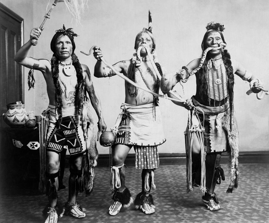 Native American Men Performing A Snake Dance - Circa 1904 Photograph by