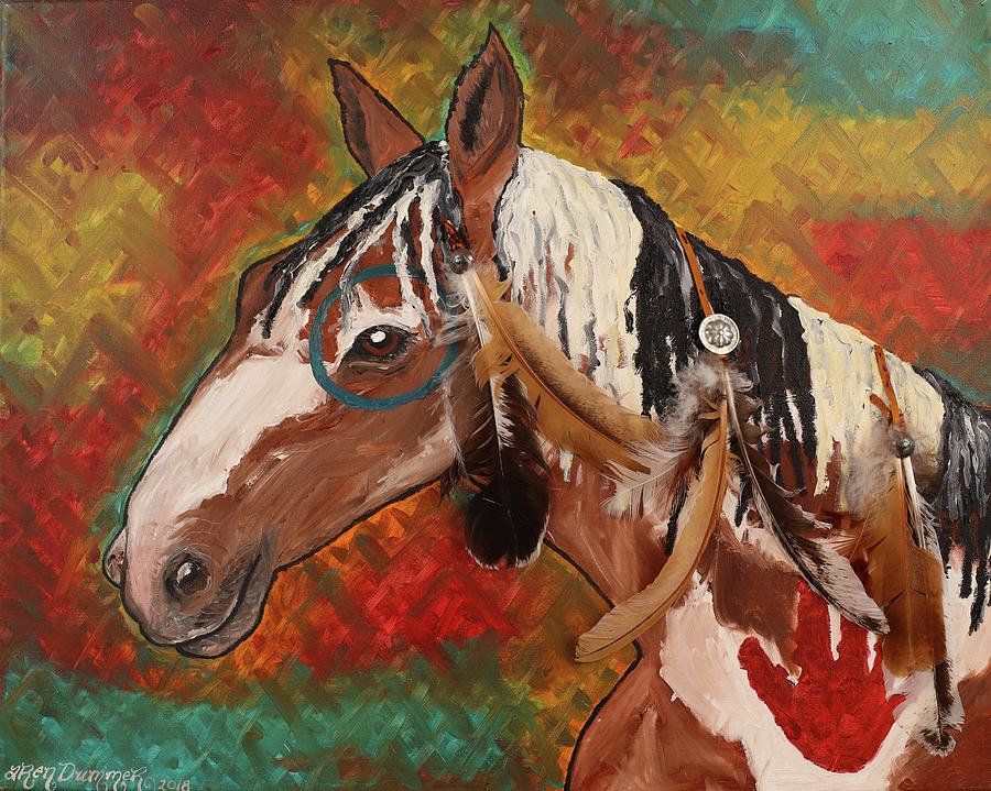 Native American Painted Horse Painting by Aren Dummer