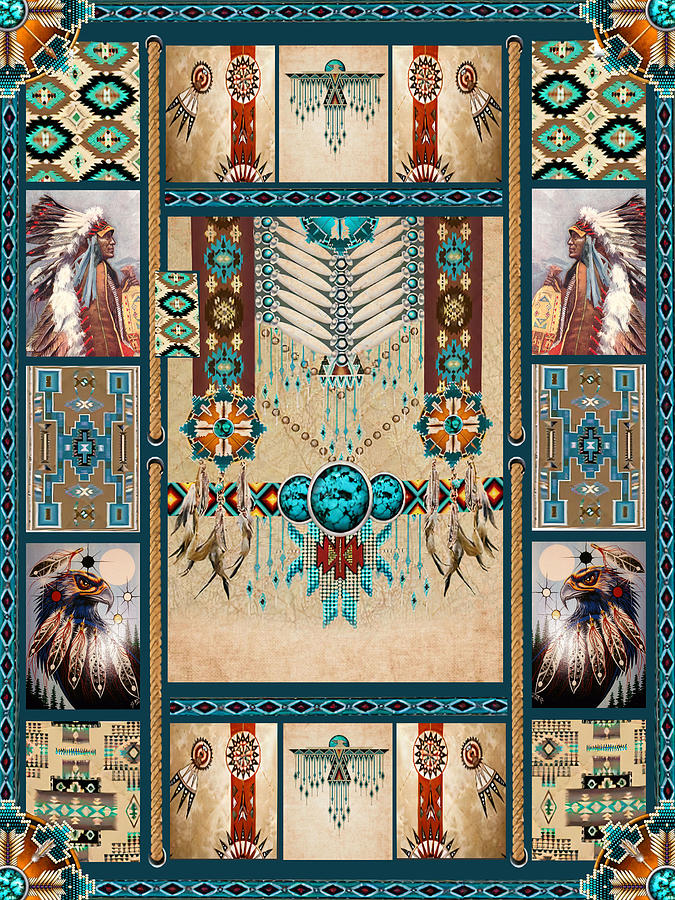 Native american Pattern chief eagle Colorful indian tribes indigenous