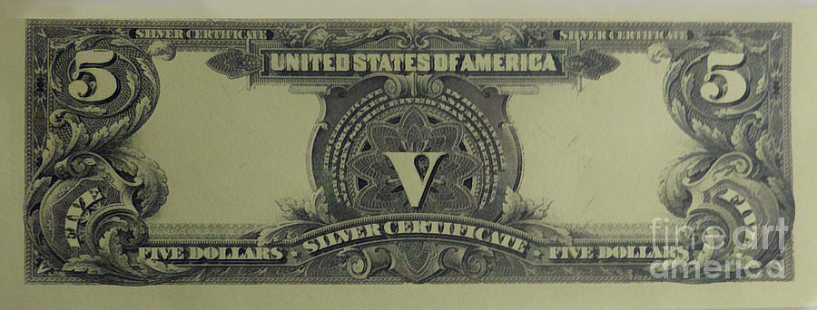 Native American Reverse Five Dollar Silver Certificate Replica Photograph by Charles Robinson