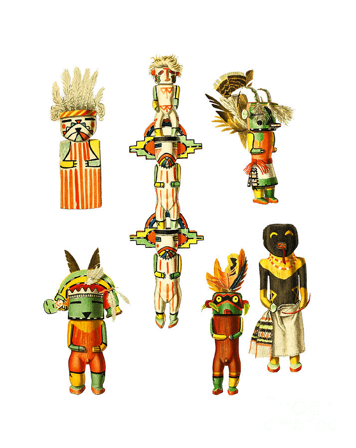 Native American Southwestern Ceremonial Kachina Dolls Painting by Peter Ogden