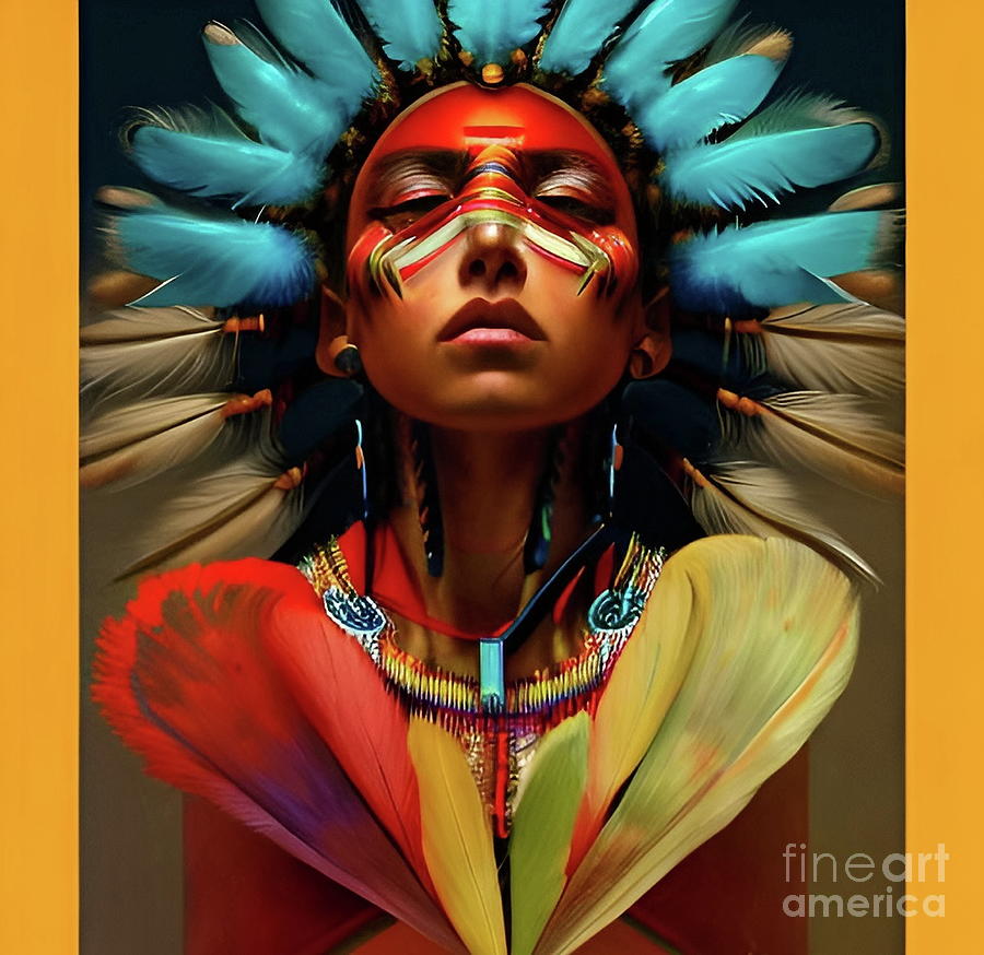 Native American Surrealism Abstract No.64 Mixed Media by Matico Uribe ...