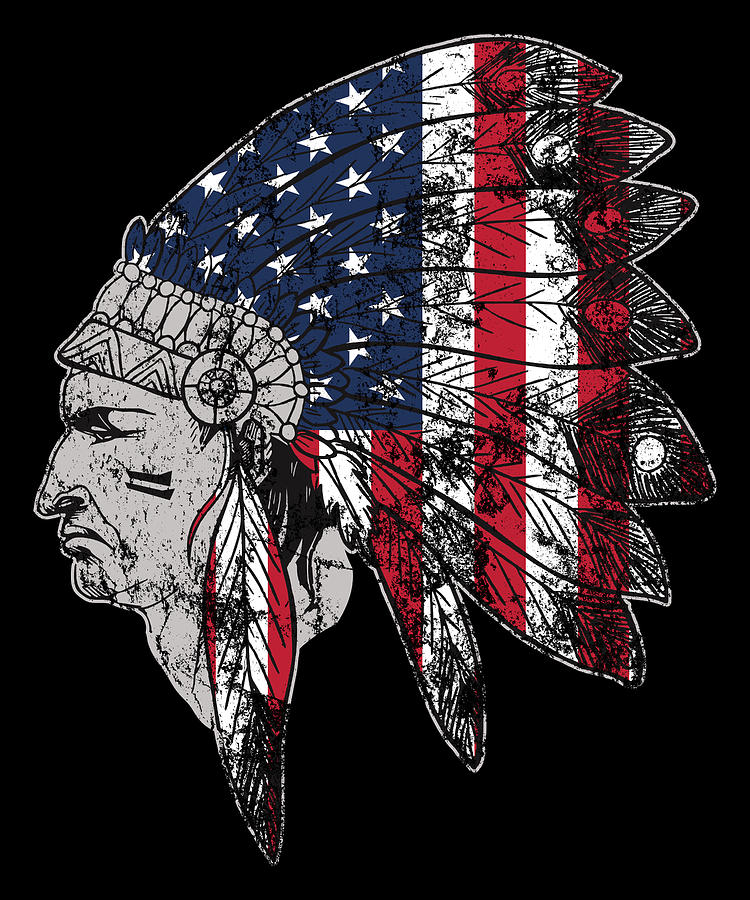 native-american-usa-flag-indian-apparel-gift-digital-art-by-michael-s