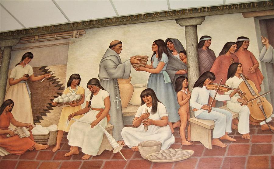 Native Americans And Priest Painting