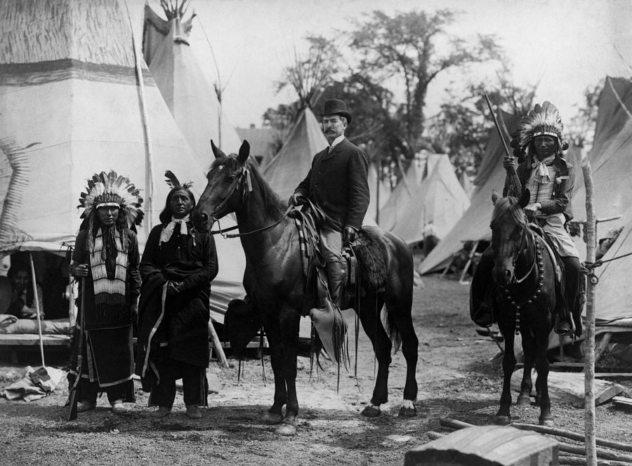 Native Americans Posing With Teepees - Pan American Exposition - 1901 Photograph by War Is Hell Store