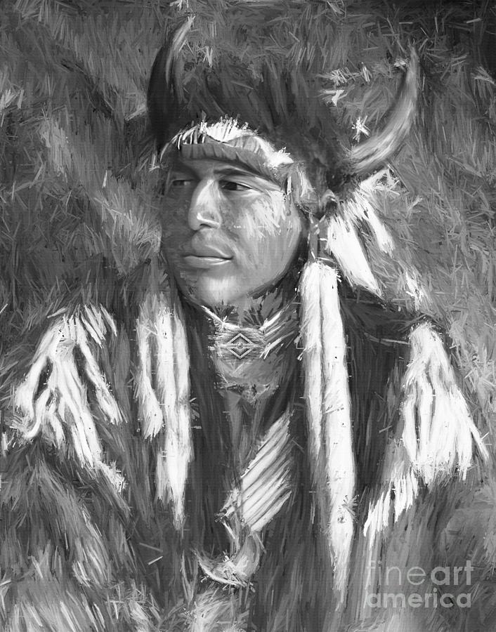 Native art Black and White 45kk Painting by Gull G