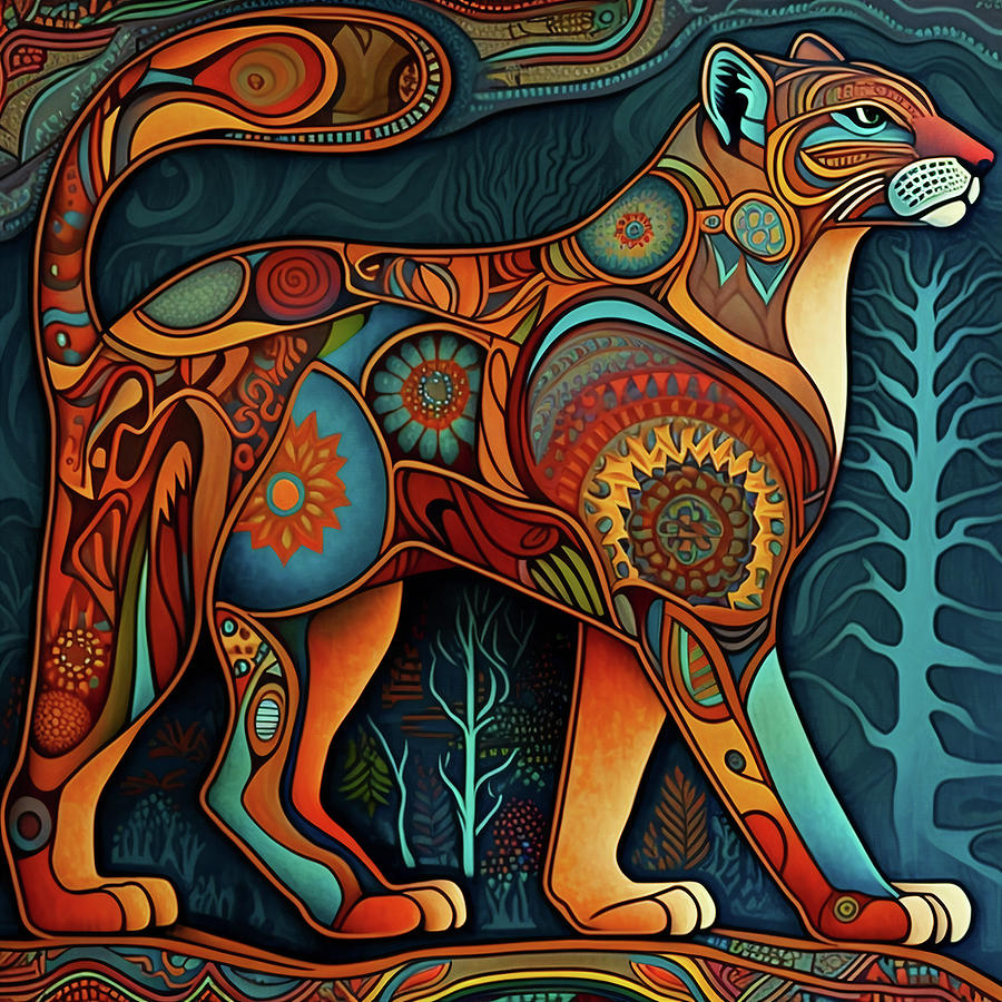 Wildlife Digital Art - Native Coastal Chicano Puma by iTCHY