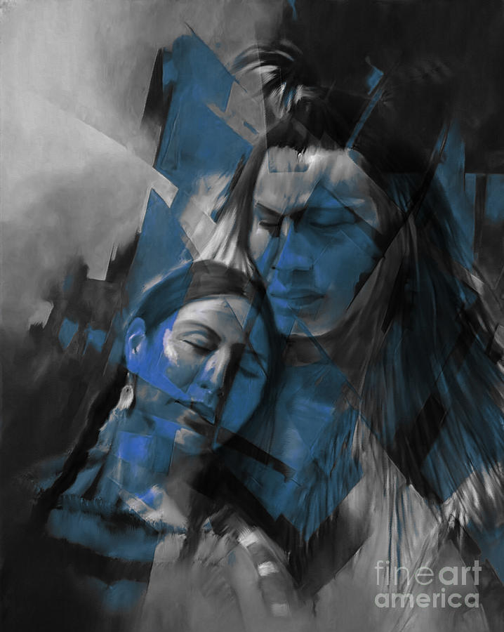Wolves Painting - Native Couple 3421 by Native American GullG
