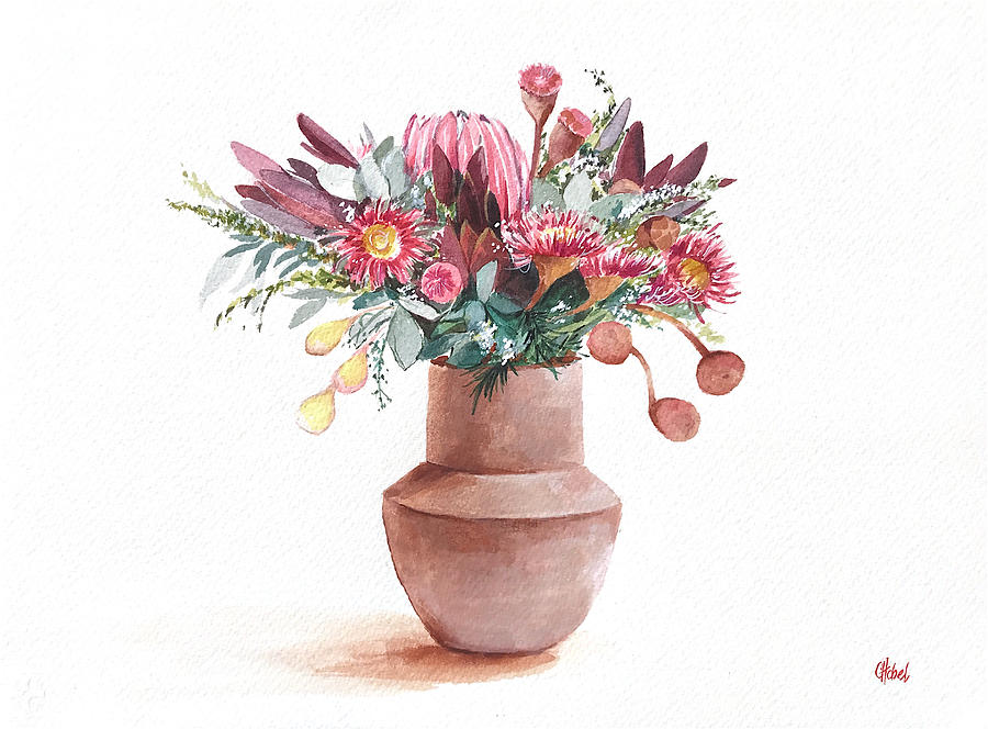Native Flowers Still Life in Vase Painting by Chris Hobel