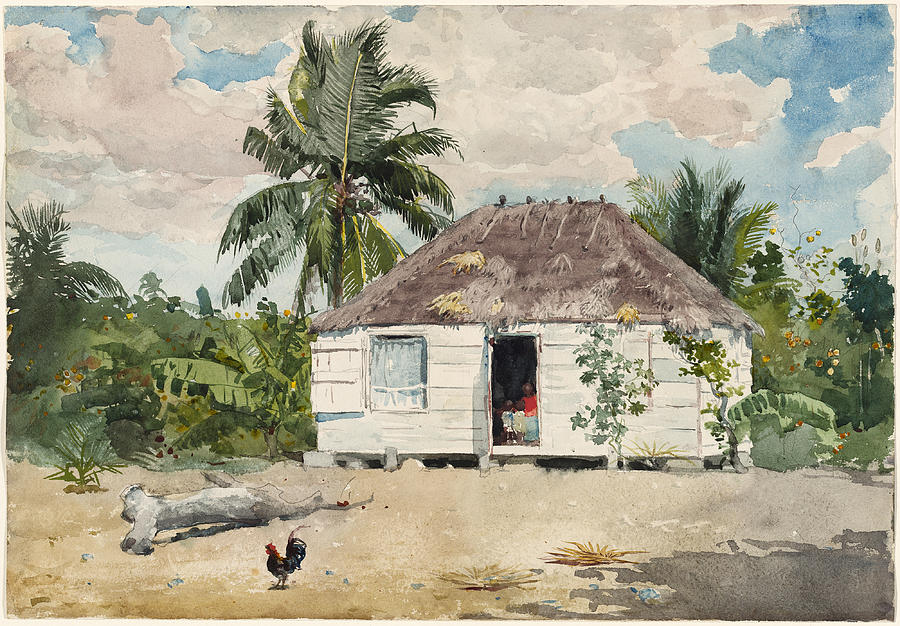 Native hut at Nassau Drawing by Winslow Homer