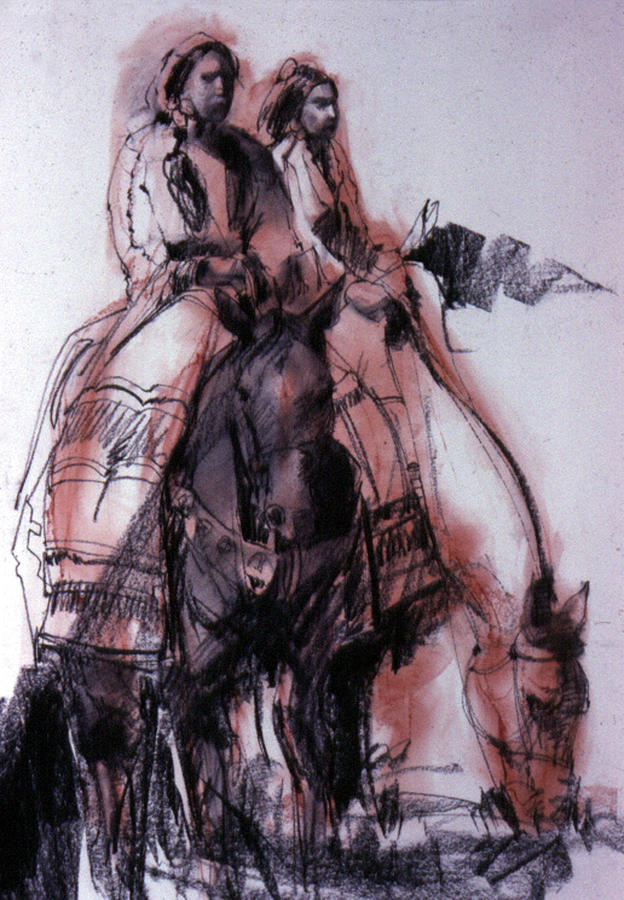 Native Riders Painting by Elizabeth - Betty Jean Billups
