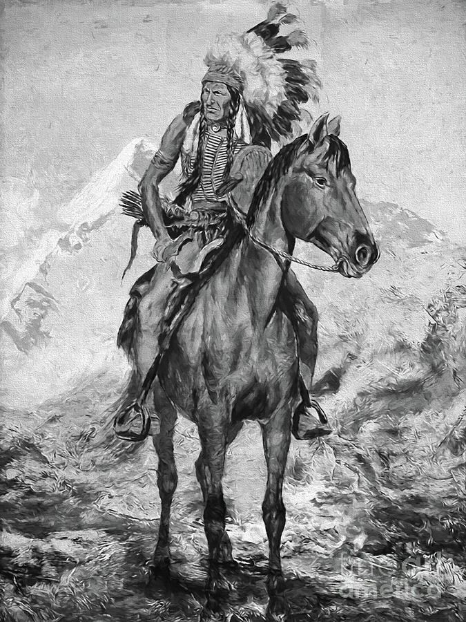 Native Warrior on hunt  Painting by Gull G
