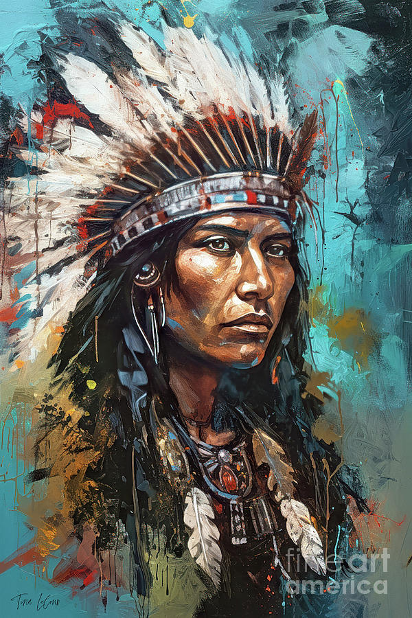 Native Warrior Painting by Tina LeCour