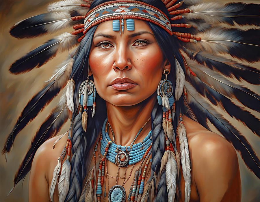 Native Woman Portrait Digital Art by Debra Kewley
