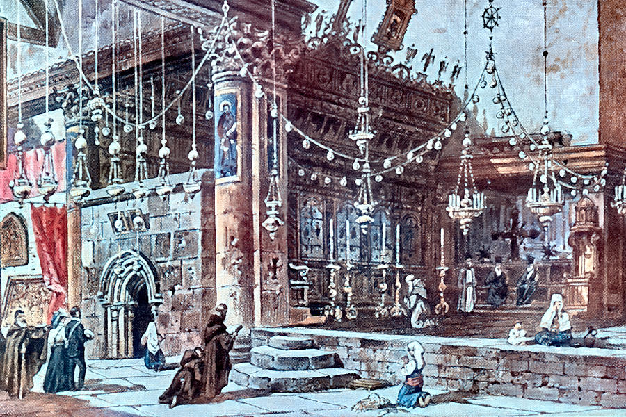 Nativity Church Interior in 1898 Photograph by Munir Alawi