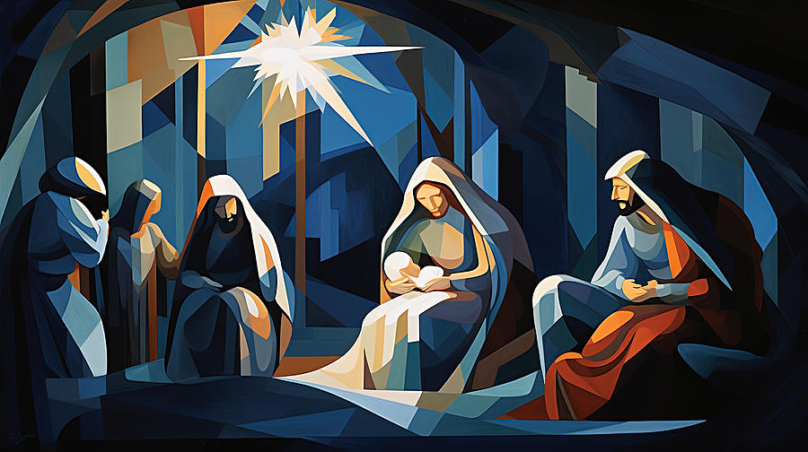 Jesus Christ Painting - Nativity Scene Art - Modern Art by Lourry Legarde