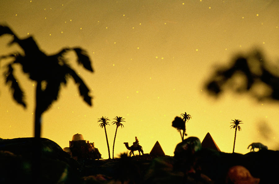 Nativity Scenery With Camel & Pyramids Photograph by Juan Silva