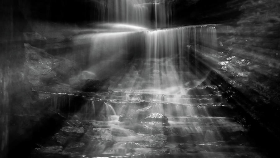 Natural Abstract Black And White Waterfall Photograph by Dan Sproul