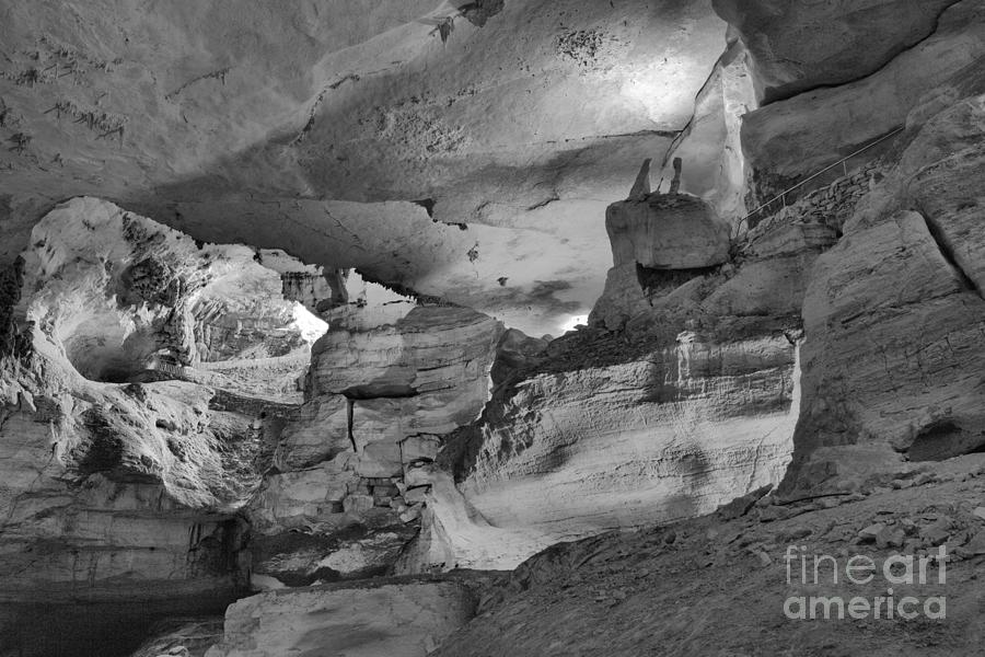 Natural Carlsbad Caverns National Park Cave Entrance Black And White Photograph by Adam Jewell