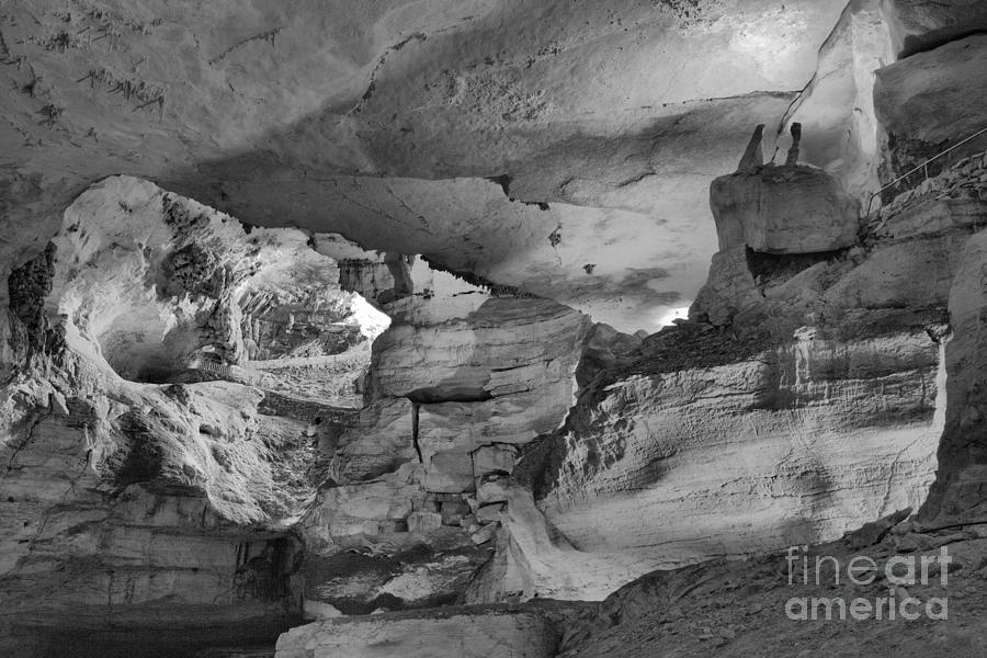 Natural Cave Entrance To Carlsbad Caverns Black And White Photograph by Adam Jewell