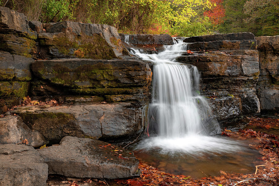 Natural Dam Falls In Autumn - Ozark National Forest Photograph by Gregory Ballos