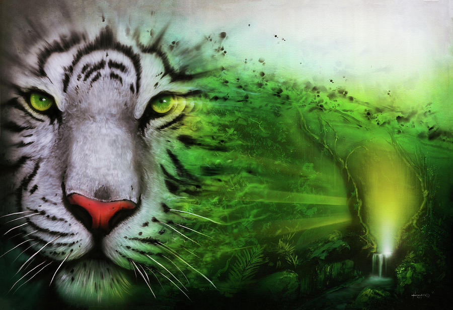 White Tiger Painting - Natural Equilibrium by Luis Navarro