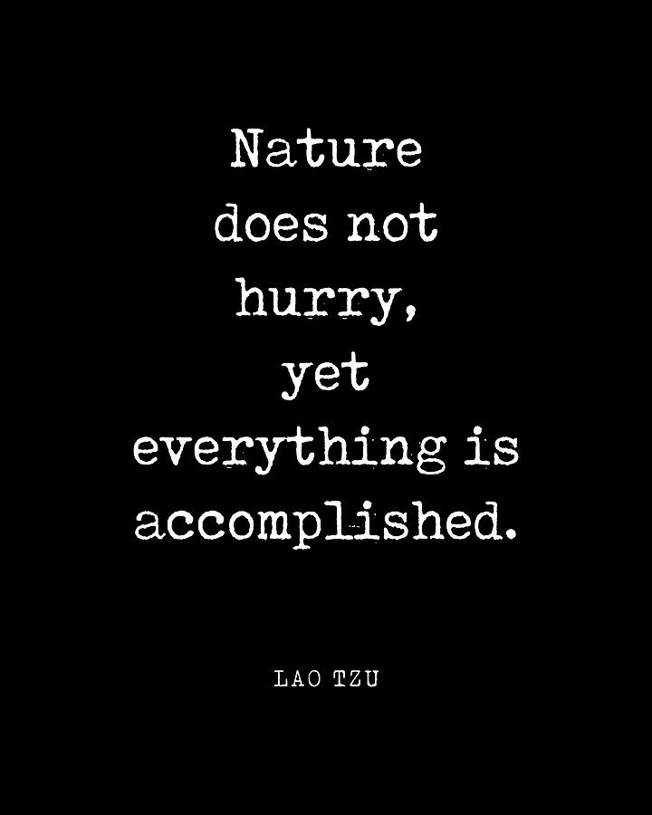 Nature Digital Art - Nature does not hurry - Lao Tzu Quote - Literature - Typewriter Print - Black by Studio Grafiikka