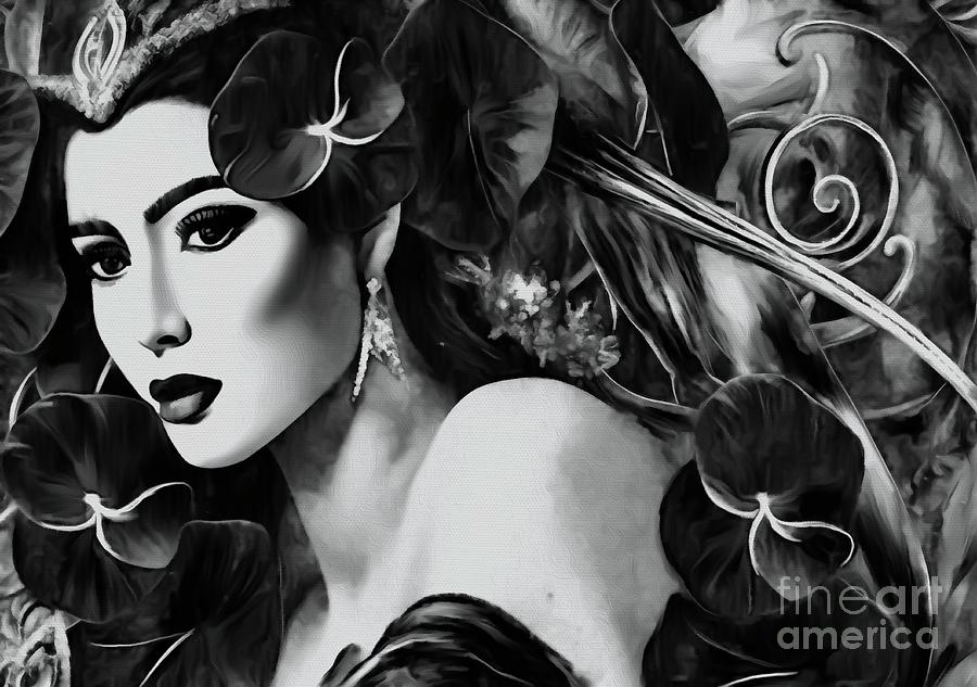Nature Goddess in Black and White Digital Art by Lauries Intuitive