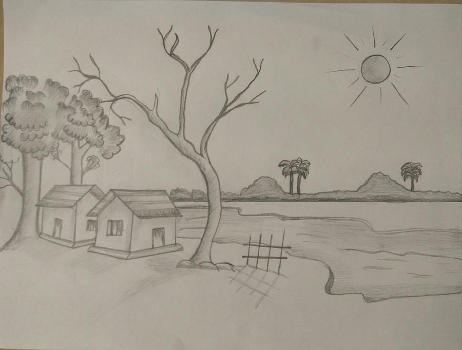 easy drawing of nature scenes