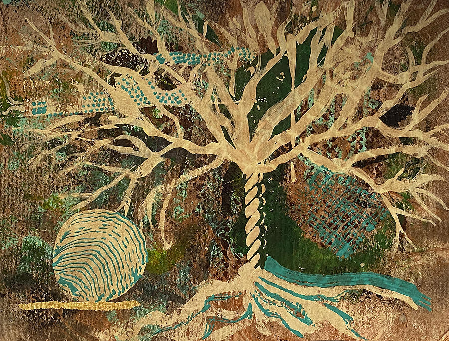 White Tree Painting - Nature v. Nurture by Maura Satchell