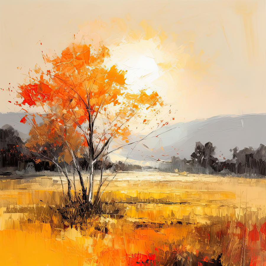 Natures Brilliance - Autumn Scenes At Sunset Painting