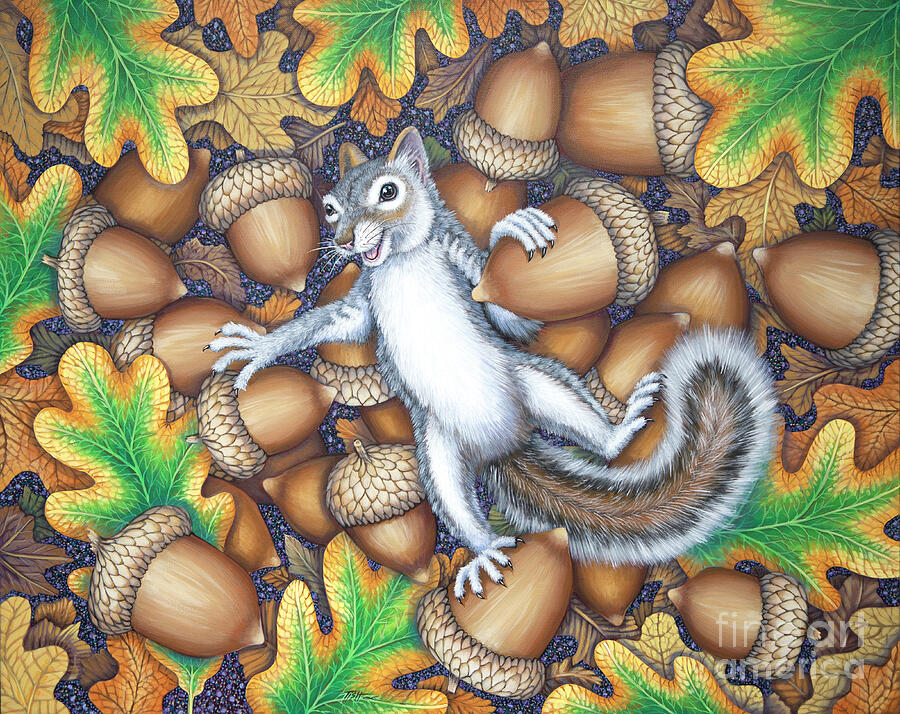 Natures Gold Squirrel Painting by Tish Wynne