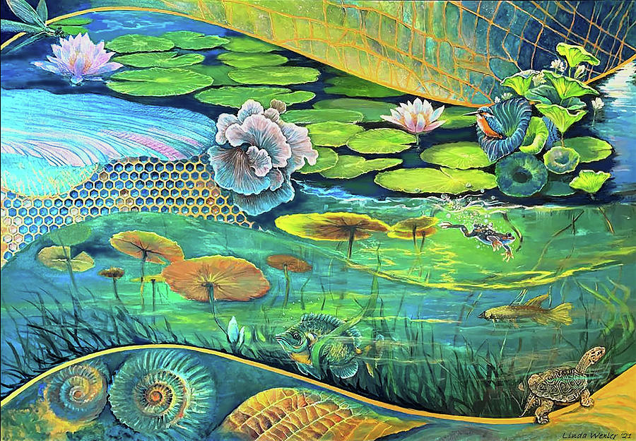 Natures Healing Patterns Pond Life Painting by Linda Wexler | Fine Art ...