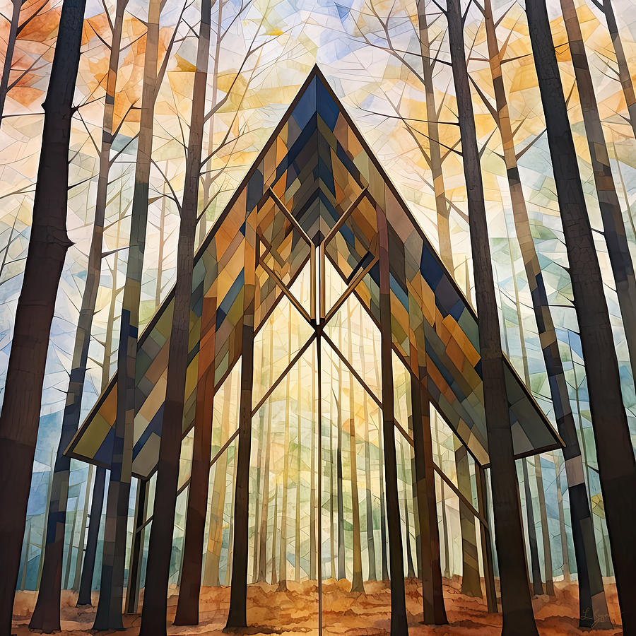 Natures Shelter - Colorful Glass Art Painting by Lourry Legarde