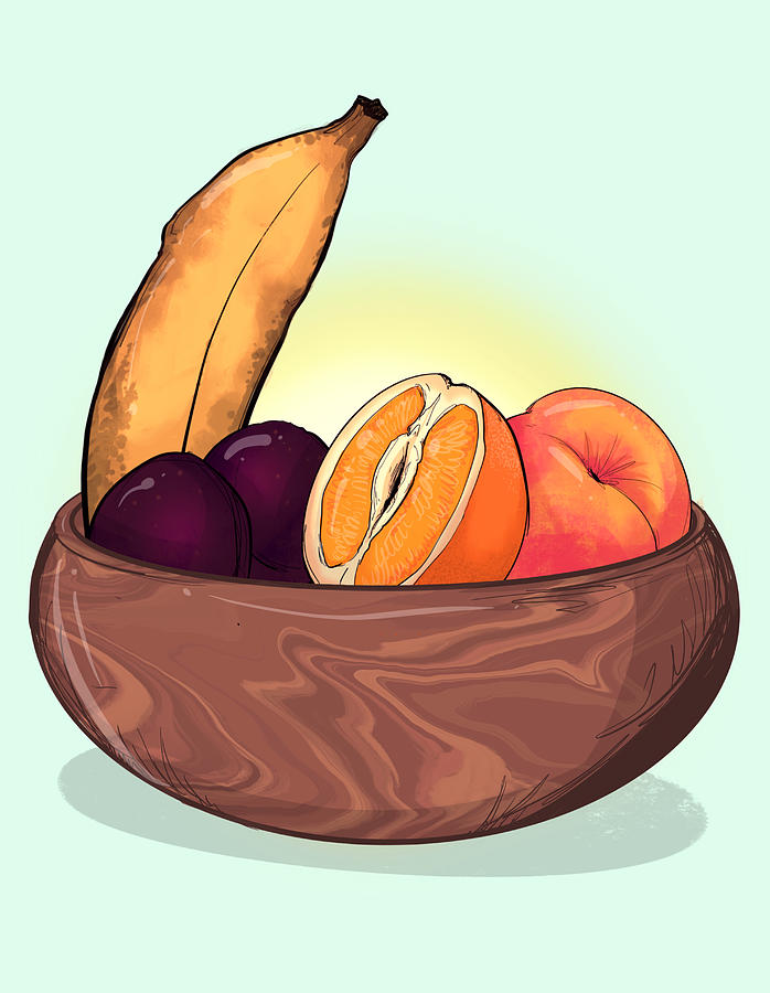 Naughty Fruit Basket Drawing by Ludwig Van Bacon