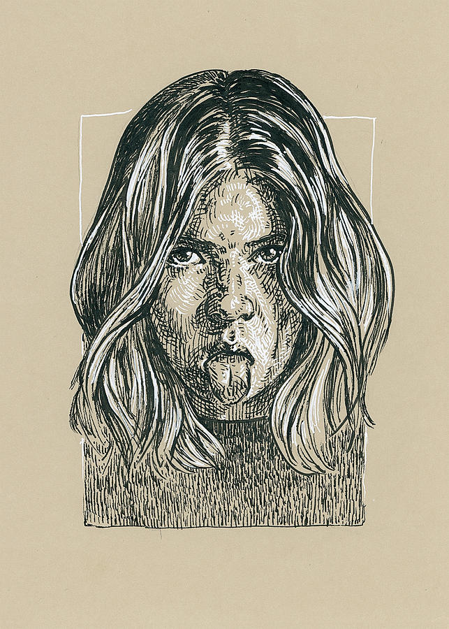 Naughty girl portrait Drawing by Katarzyna Gagol