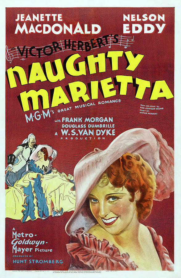 Naughty Marietta, with Jeanette MacDonald and Nelson Eddy, 1935 Mixed Media by Movie World Posters