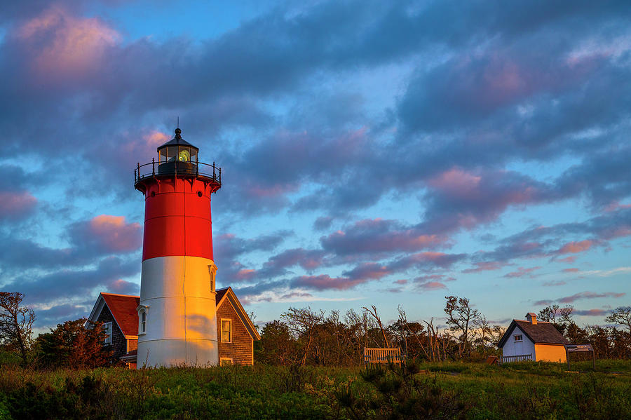 Nauset Lighthouse Glow Photograph by Mark Papke