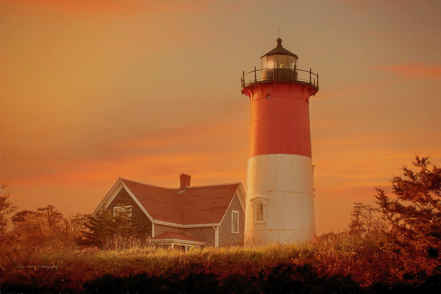 Nauset Lighthouse in the evening glow Photograph by JBK Photo Art