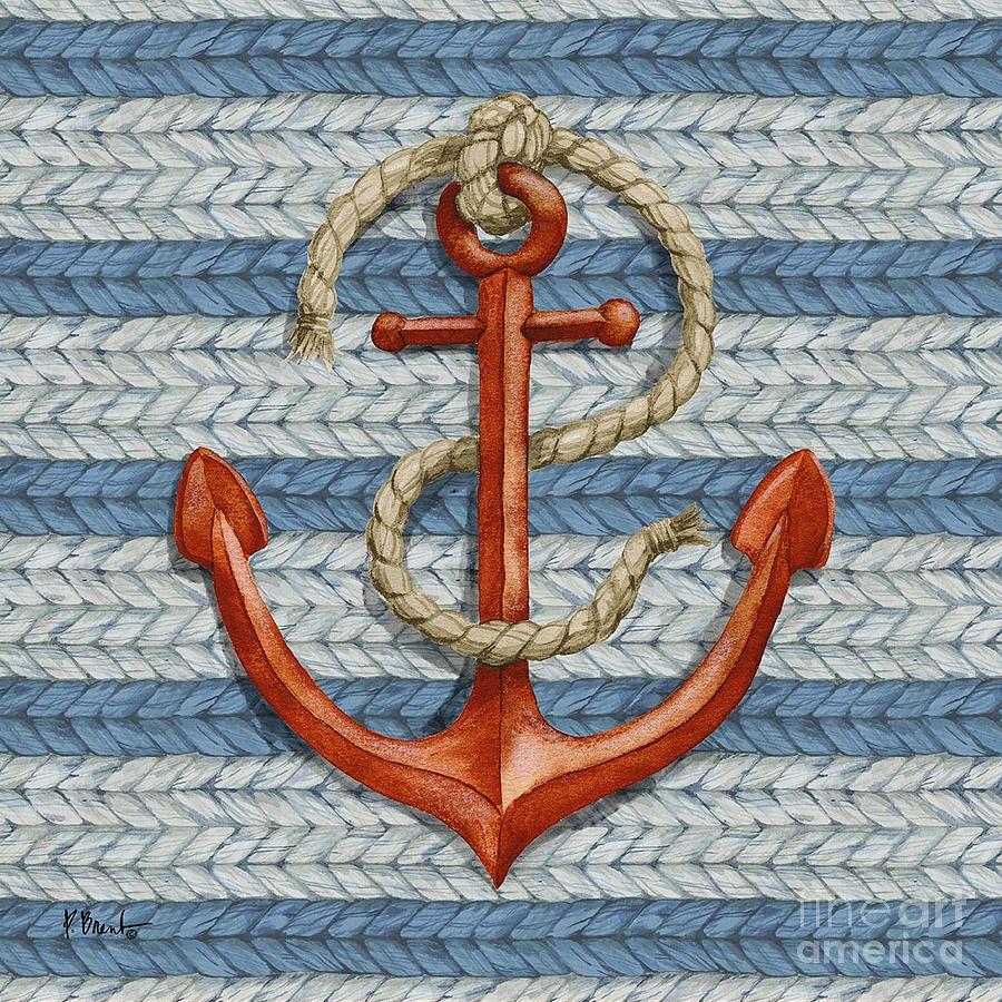 Rope Painting - Nautical Basketweave III - Red by Paul Brent