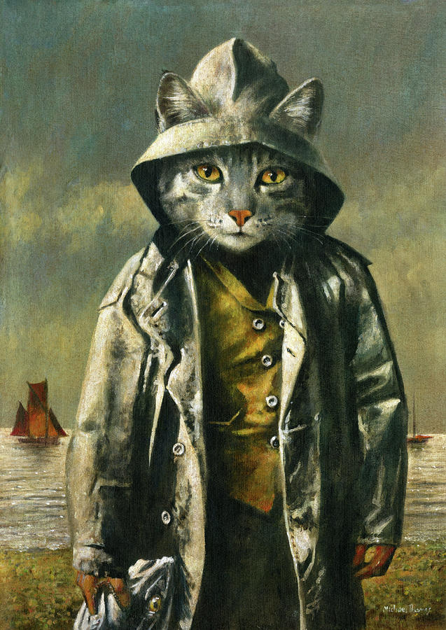 Nautical Cat Painting by Michael Thomas