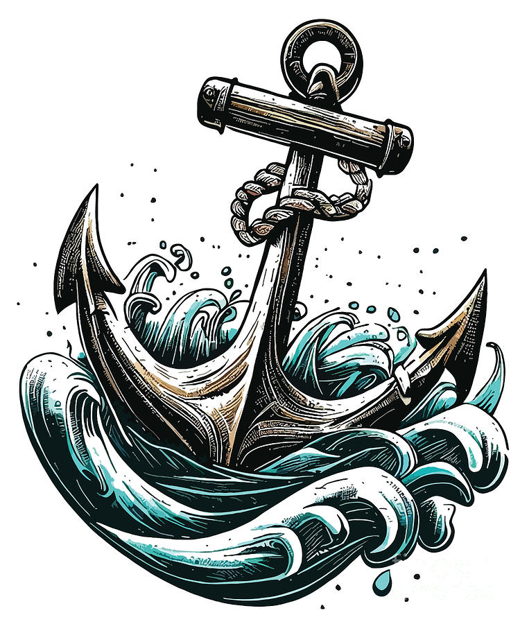 Nautical Retro Ship Anchor Digital Art by Flippin Sweet Gear