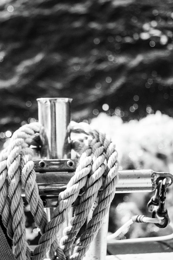 Nautical ropes in black and white Photograph by Nicole Freedman
