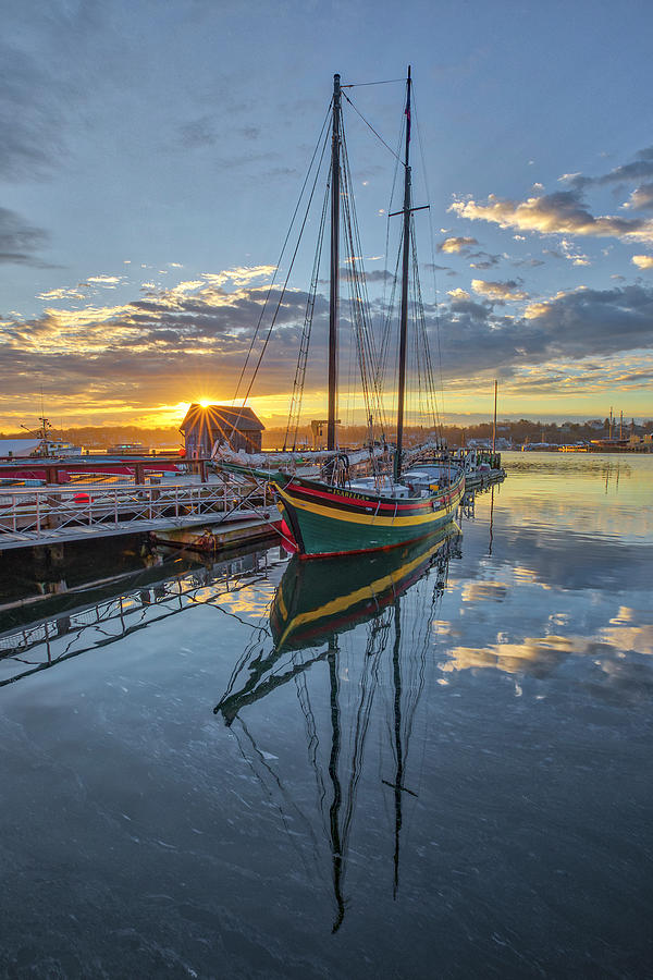 Nautical Sunrise Reflection at Maritime Gloucester  Photograph by Juergen Roth
