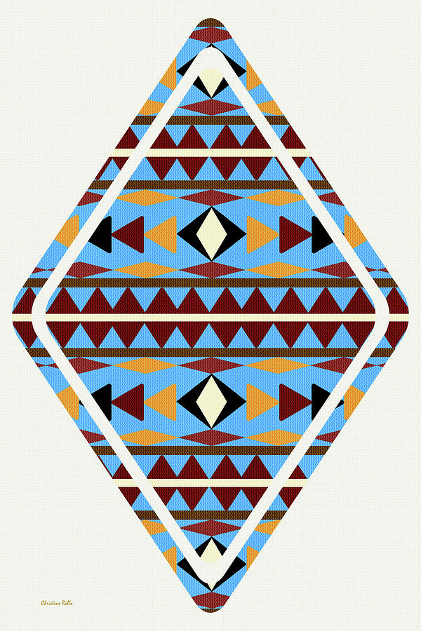 Navajo Blue Pattern Art Mixed Media by Christina Rollo
