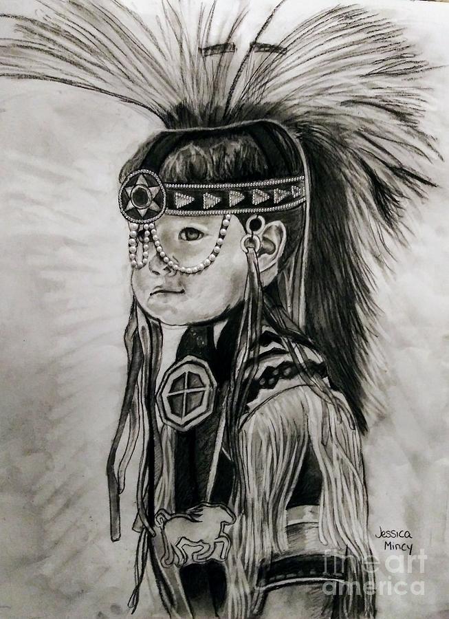 Navajo boy Drawing by Jessica Mincy