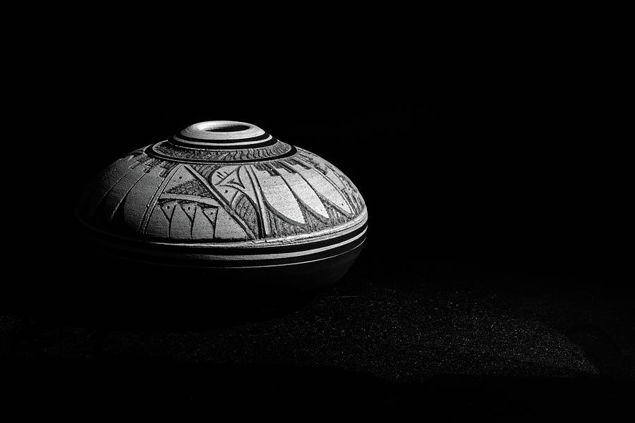 Navajo Seed Pot - Out of the Darkness BW Photograph by Ira Marcus