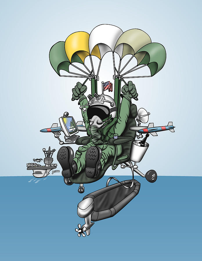 Naval Aviation Life Support Systems ALSS Parachute Rigger Cartoon ...