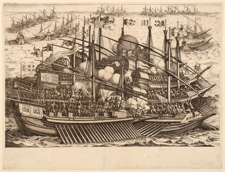 Naval Combat Drawing by Jacques Callot